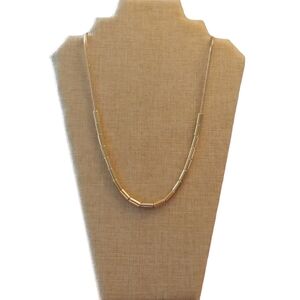 Michael Kors Necklace Gold Tone Barrel Beads Slider Adjustable Tubular Designer